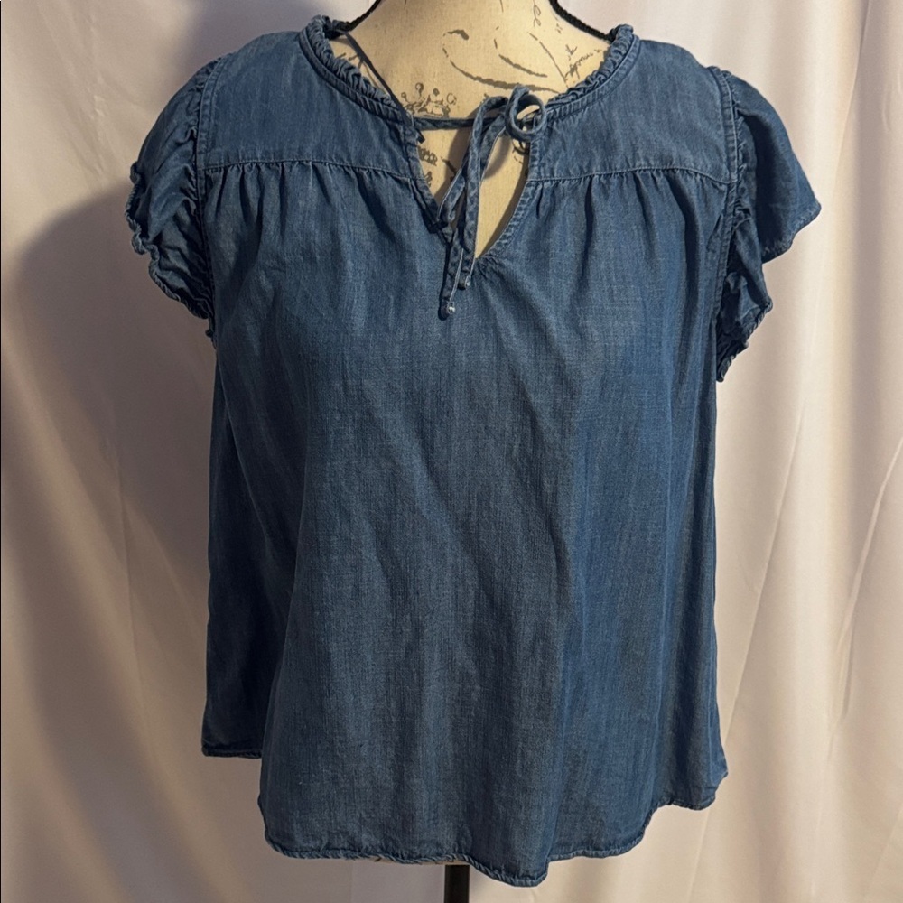 LC Lauren Conrad Denim Blue Blouse